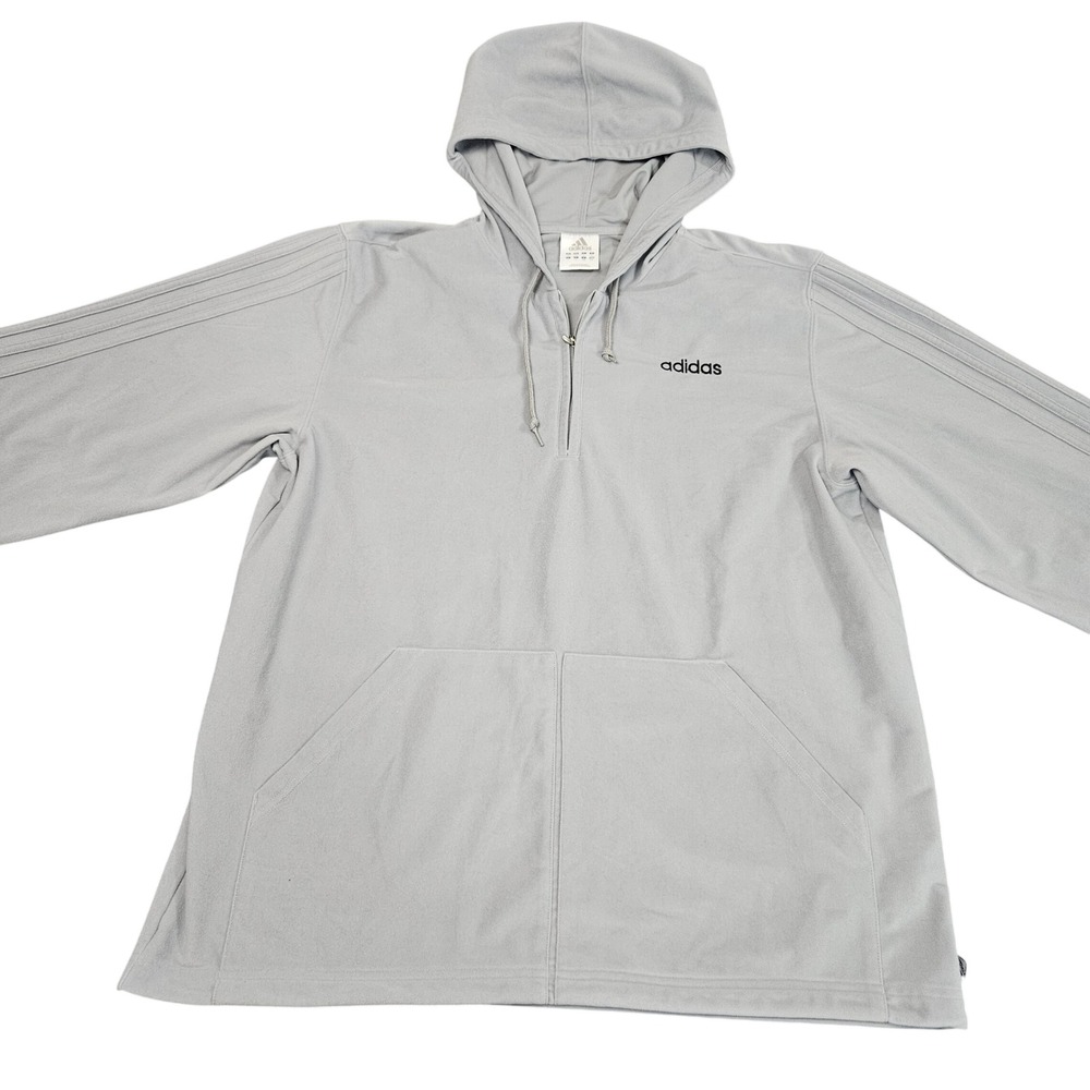 Adidas Pullover Hoodie L‎ Gray Brushed Tricot Athleisure Sporty Streetwear Loose